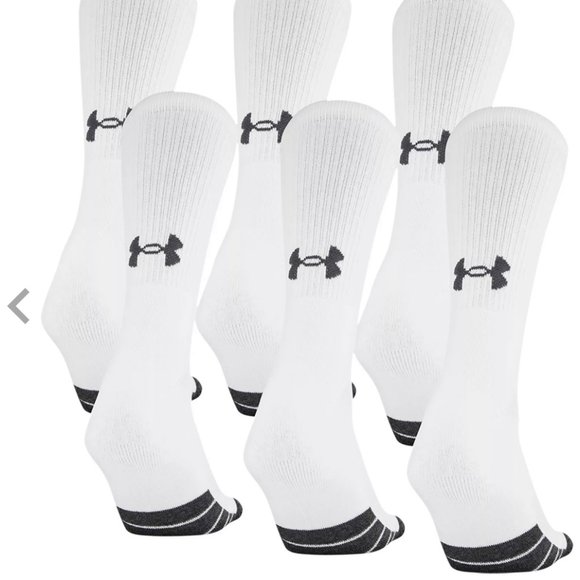 Under Armour Performance Crew Socks 6 Pack White Women's 1348013 100 - Picture 5 of 5